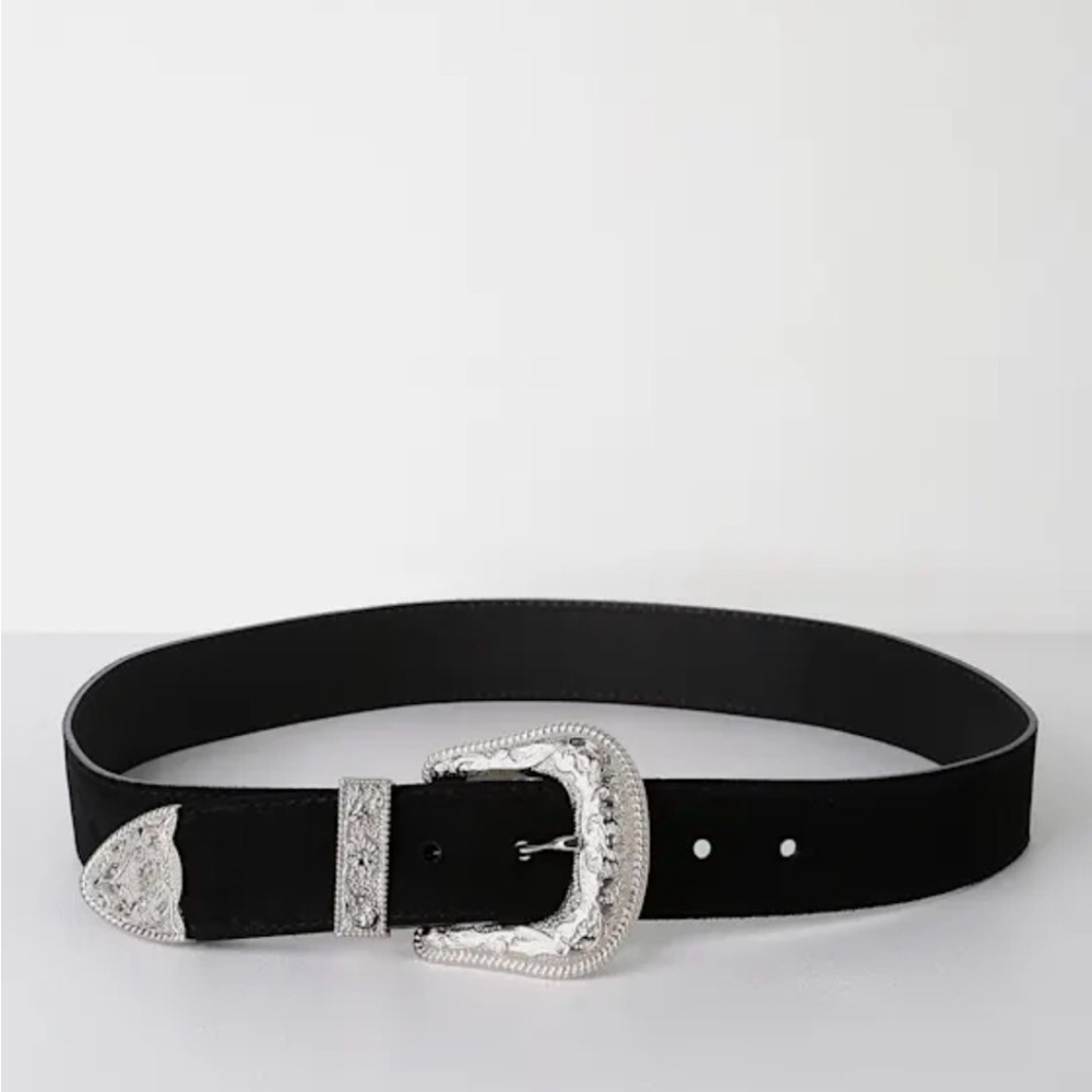 Ranger Silver and Black Suede Leather Belt size medium